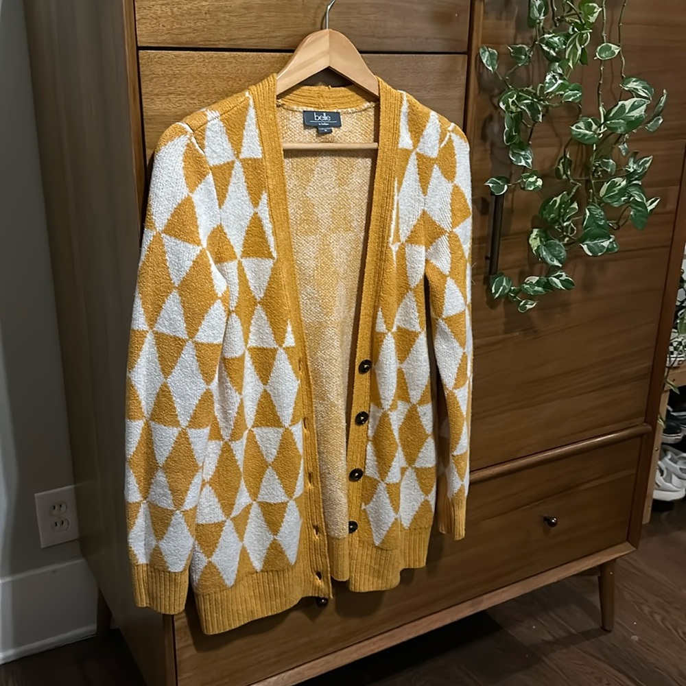 Belle by Bellini Yellow Button Up Cardigan Sweater